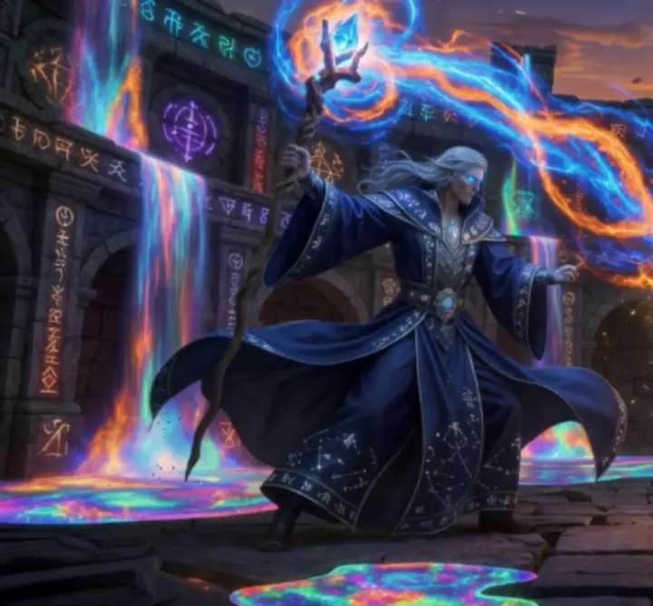 Two mages locked in a cinematic magic duel in Hidden Arcane Tales
