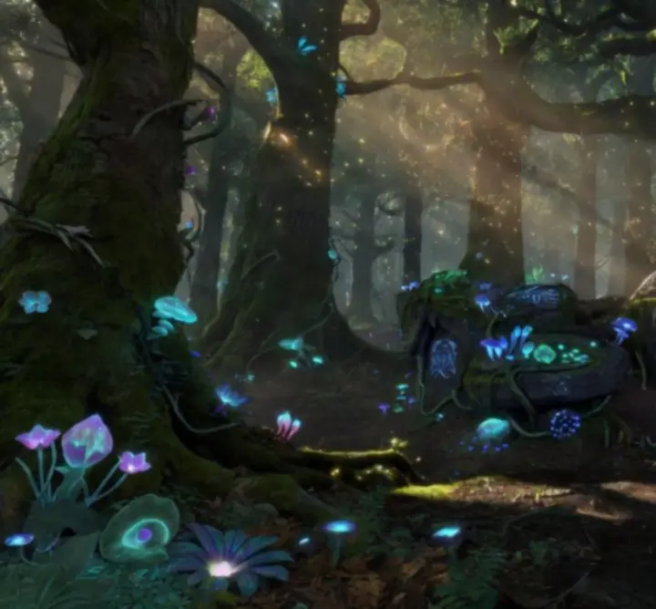 Enchanted forest ruins and ancient magical structures from the world of Hidden Arcane Tales
